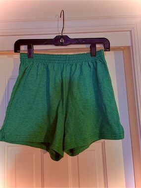 Emerald Green Heathered Women's Elastic-Waist Casual Shorts - Size Medium